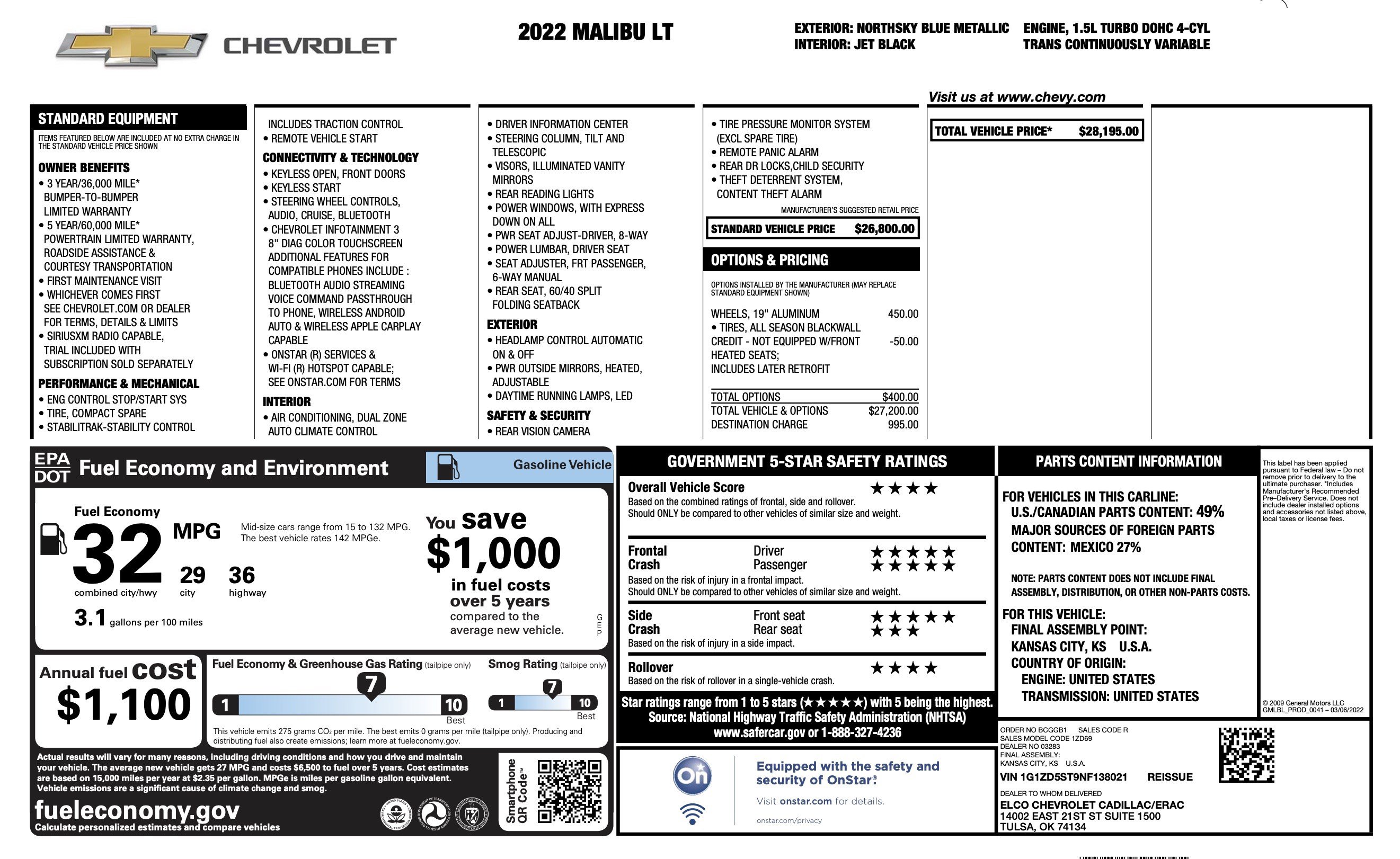 Used 2022 Chevrolet Malibu LT FWD image 2