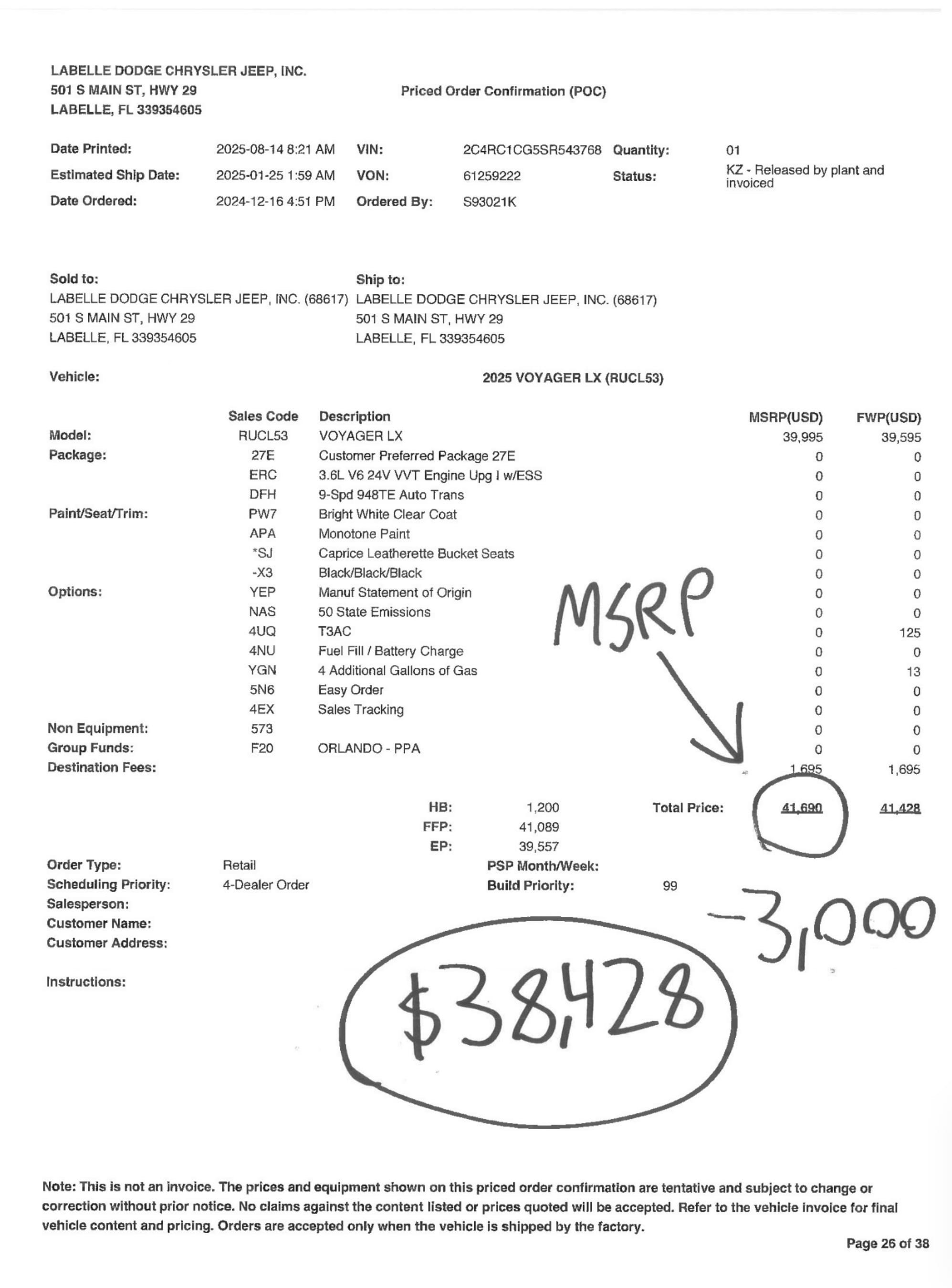 New 2025 Chrysler Voyager LX image 2
