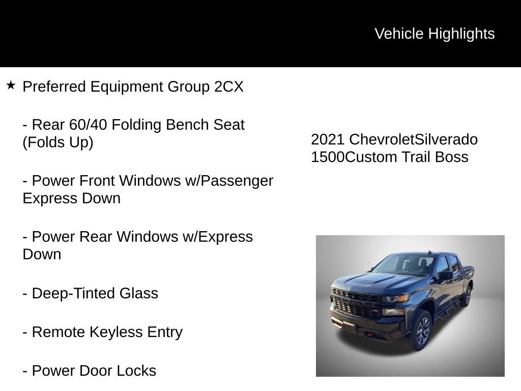 Used 2021 Chevrolet Silverado 1500 Custom Trail Boss image 2
