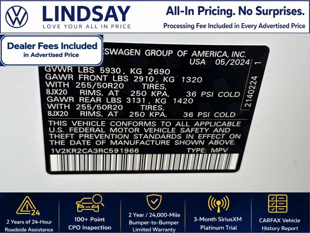 Used 2024 Volkswagen Atlas SE w/ Panoramic Sunroof Package AWD/4WD image 27