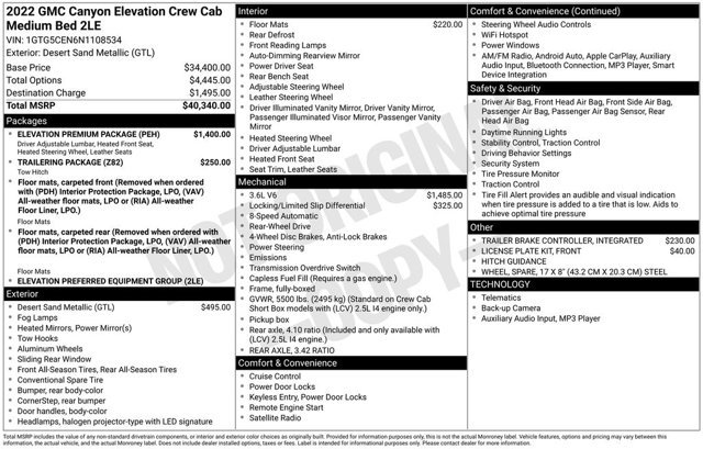 Used 2022 GMC Canyon Elevation w/ Elevation Premium Package image 2