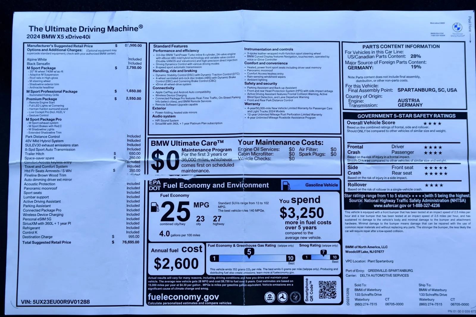 Used 2024 BMW X5 xDrive40i w/ M Sport Package image 34