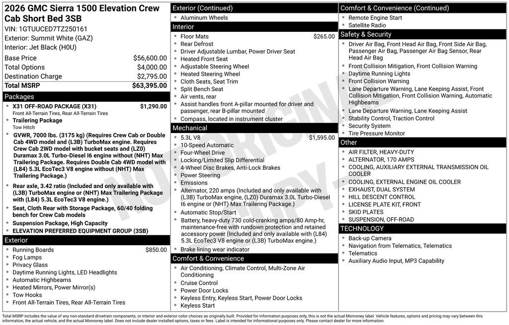 New 2026 GMC Sierra 1500 Elevation w/ X31 Off-Road Package image 8