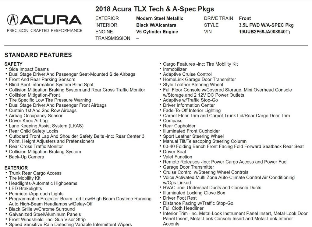 Used 2018 Acura TLX V6 w/ Technology & A-SPEC Pkg image 17