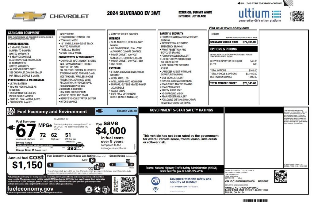 Used 2024 Chevrolet Silverado EV W/T AWD/4WD image 4