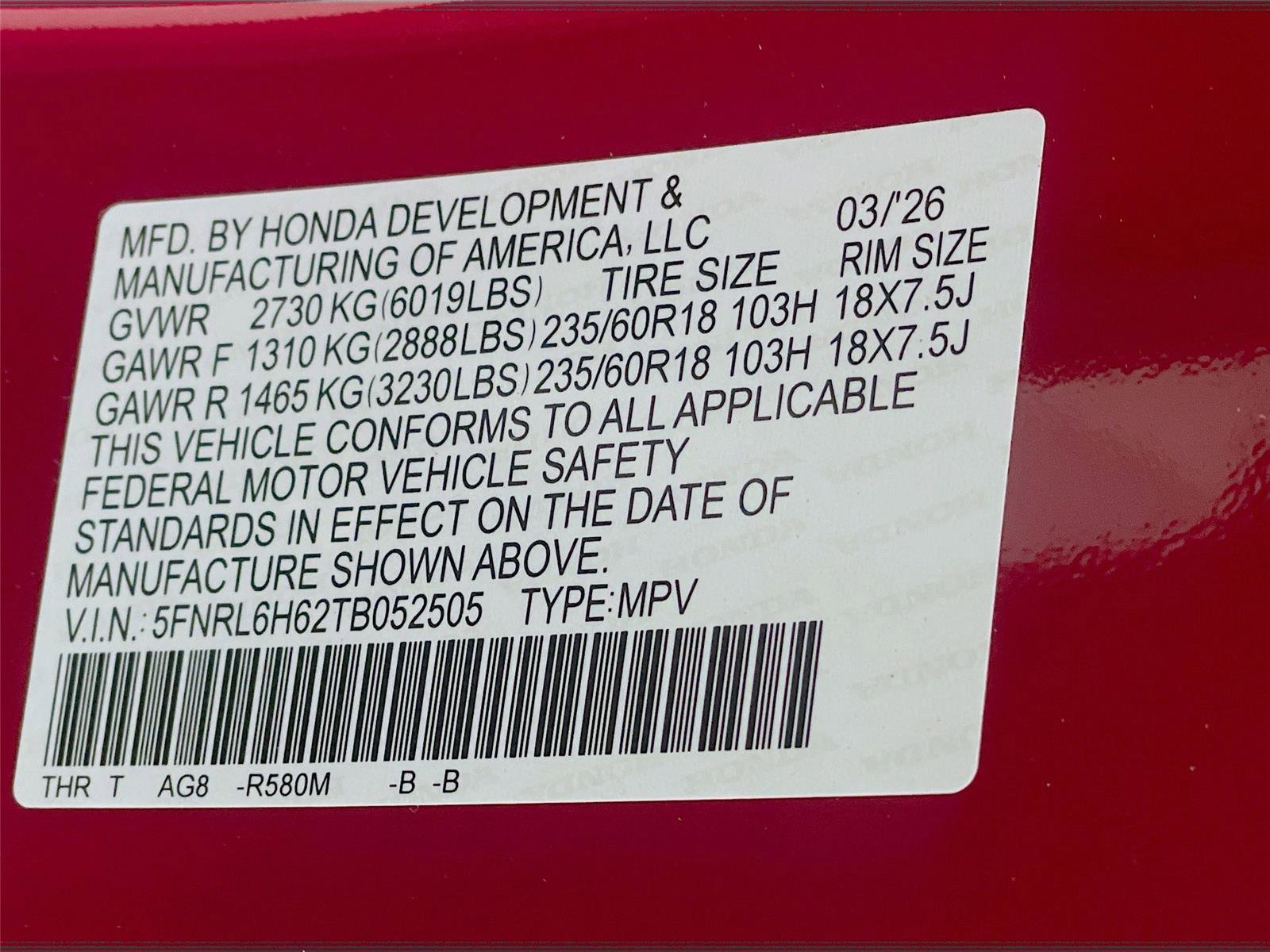 New 2026 Honda Odyssey EX-L image 23