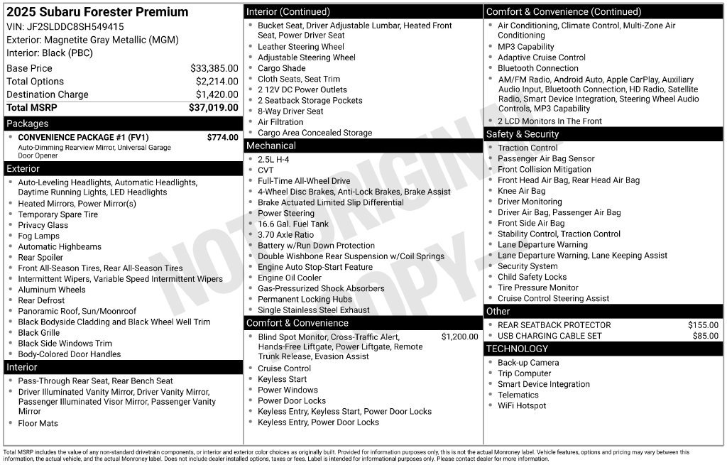 Used 2025 Subaru Forester Premium w/ Convenience Package #1 AWD/4WD image 40