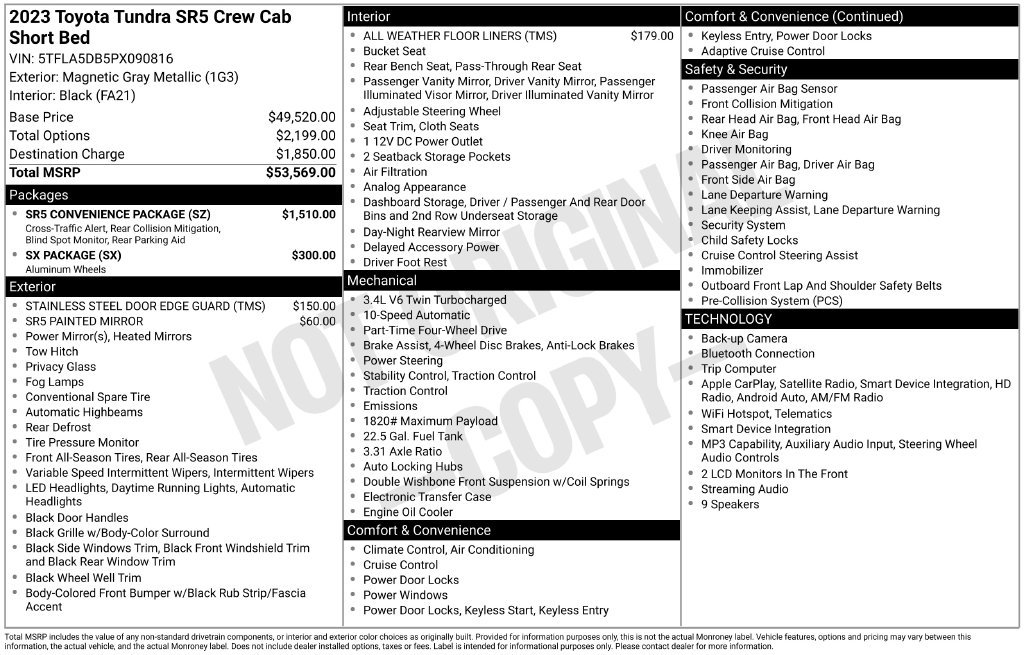 Used 2023 Toyota Tundra SR5 w/ SR5 Convenience Package AWD/4WD image 47