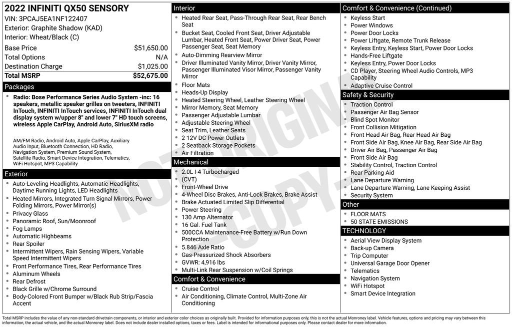 Used 2022 INFINITI QX50 Sensory image 36
