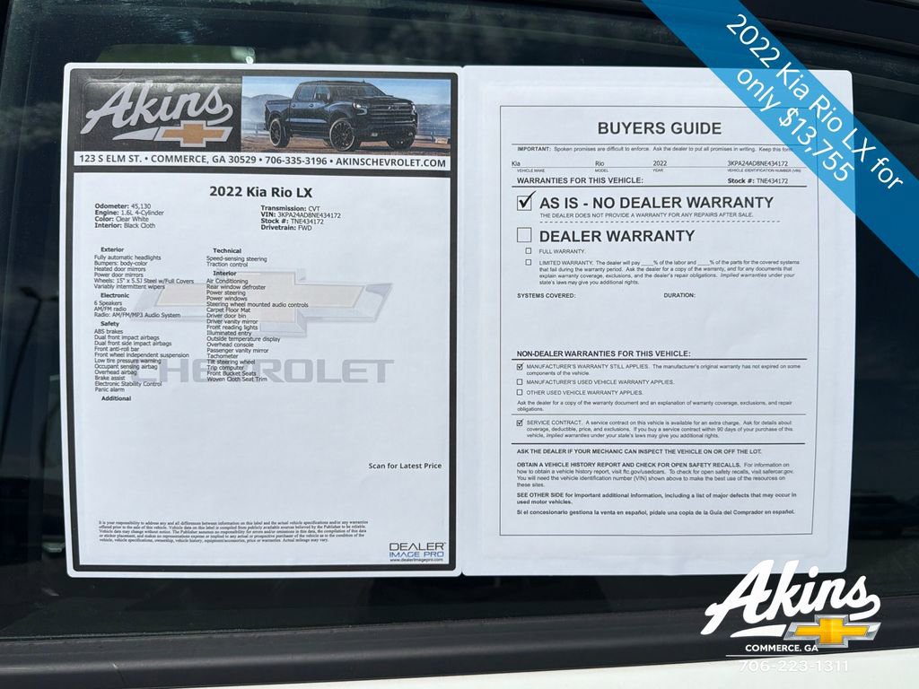 Used 2022 Kia Rio LX FWD image 11