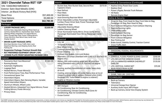 Used 2021 Chevrolet Tahoe RST w/ Luxury Package