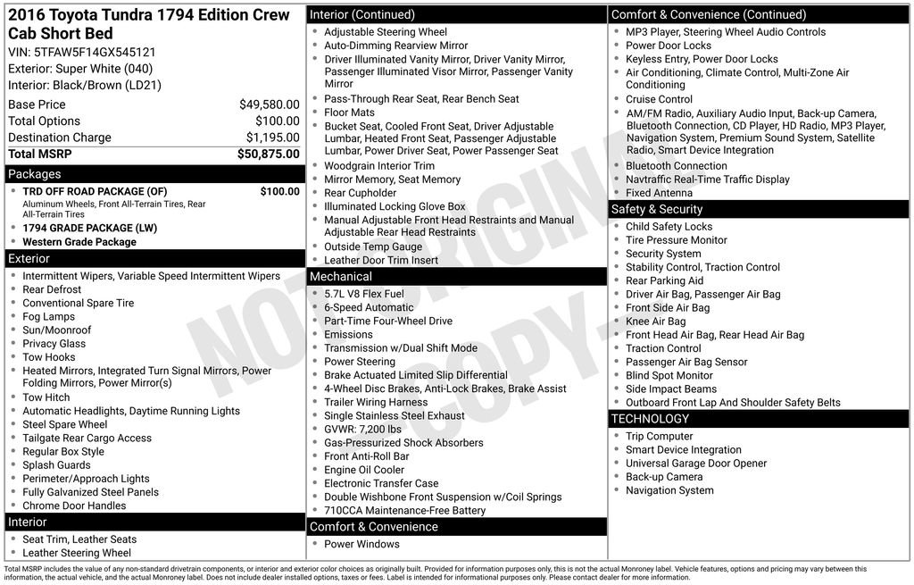 Used 2016 Toyota Tundra 1794 Edition w/ TRD Off Road Package image 5