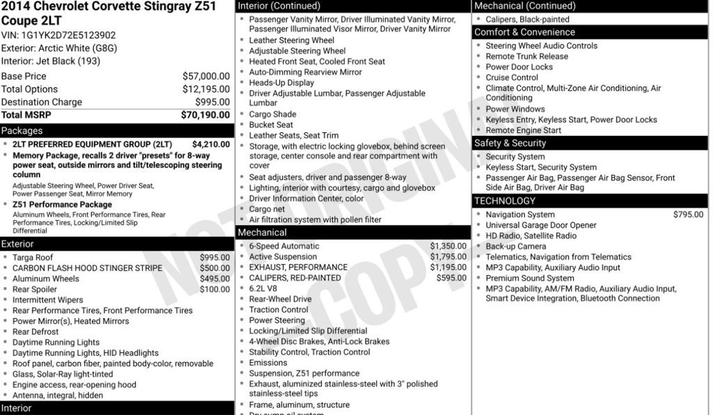 Used 2014 Chevrolet Corvette Stingray Coupe w/ 2LT Preferred Equipment Group RWD image 10