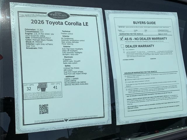 Used 2026 Toyota Corolla LE FWD image 36