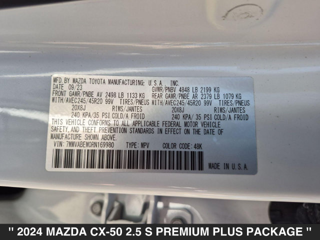Certified 2024 MAZDA CX-50 AWD 2.5 S w/ Cargo Package image 37