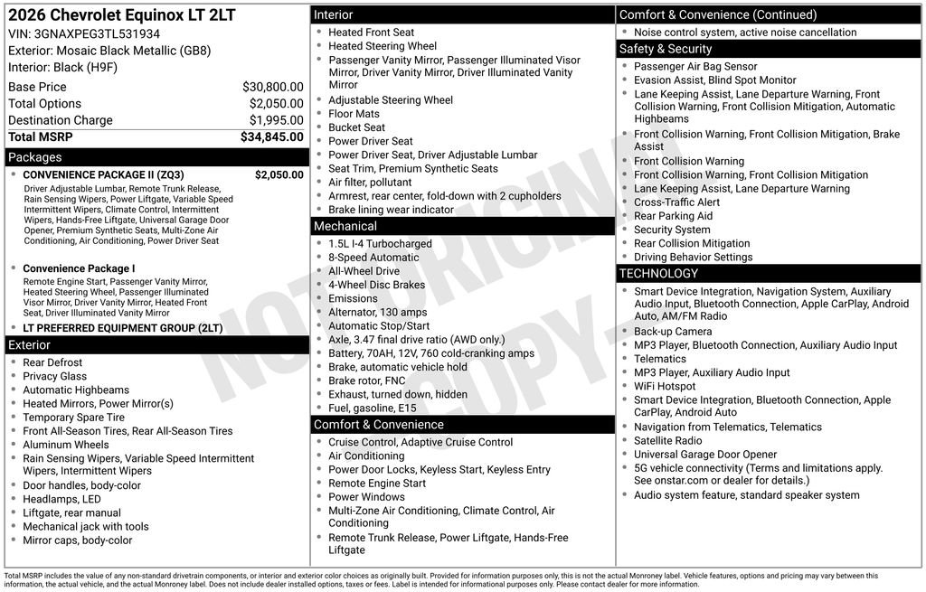 New 2026 Chevrolet Equinox LT w/ Convenience Package II AWD/4WD image 22