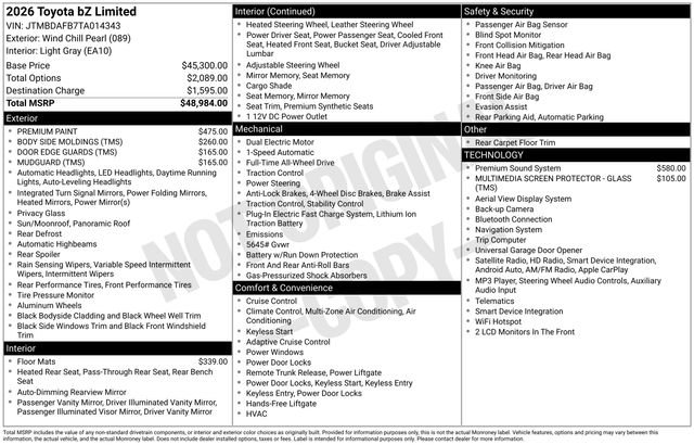 New 2026 Toyota bZ AWD/4WD image 32