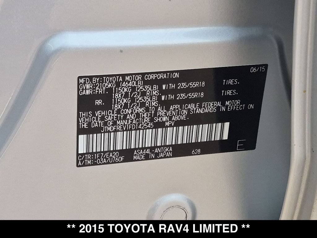 Used 2015 Toyota RAV4 Limited w/ Outdoor Package AWD/4WD image 30