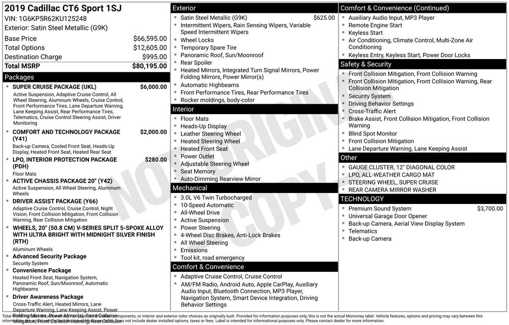 Used 2019 Cadillac CT6 Sport w/ Super Cruise Package image 14