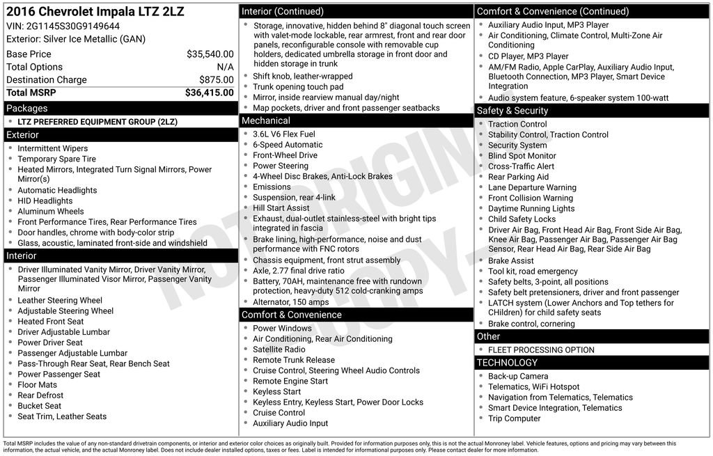 Used 2016 Chevrolet Impala LTZ image 5