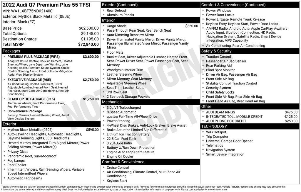 Used 2022 Audi Q7 3.0T Premium Plus w/ Premium Plus Package AWD/4WD image 3