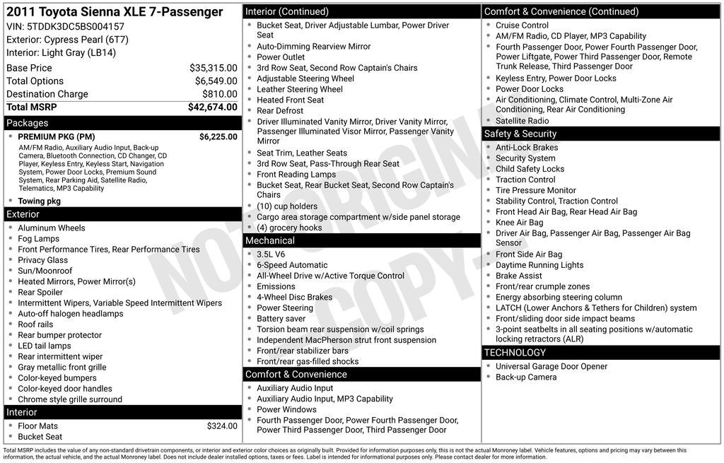 Used 2011 Toyota Sienna XLE w/ Premium Pkg AWD/4WD image 3