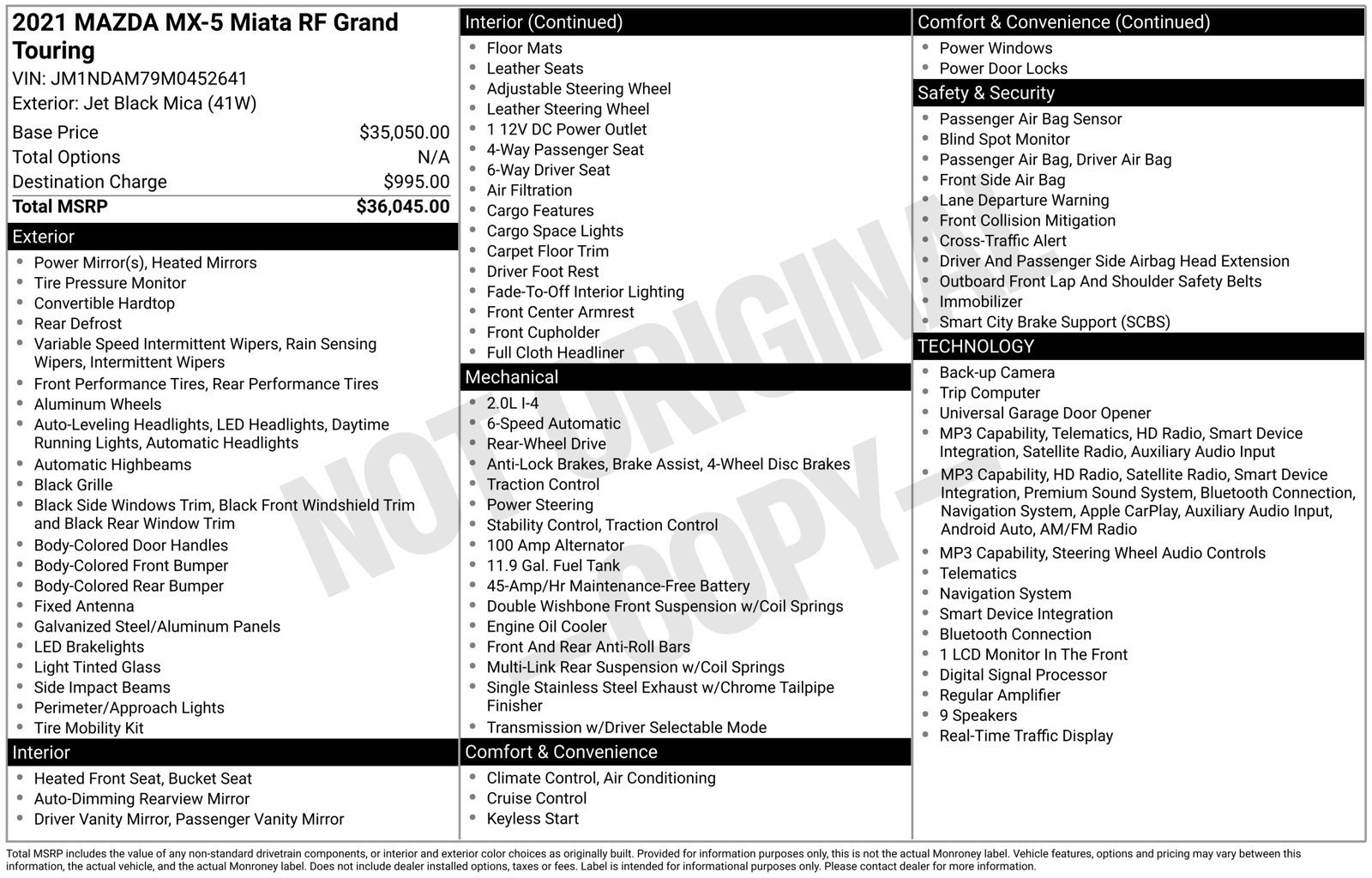 Certified 2021 MAZDA MX-5 Miata RF Grand Touring RWD image 21