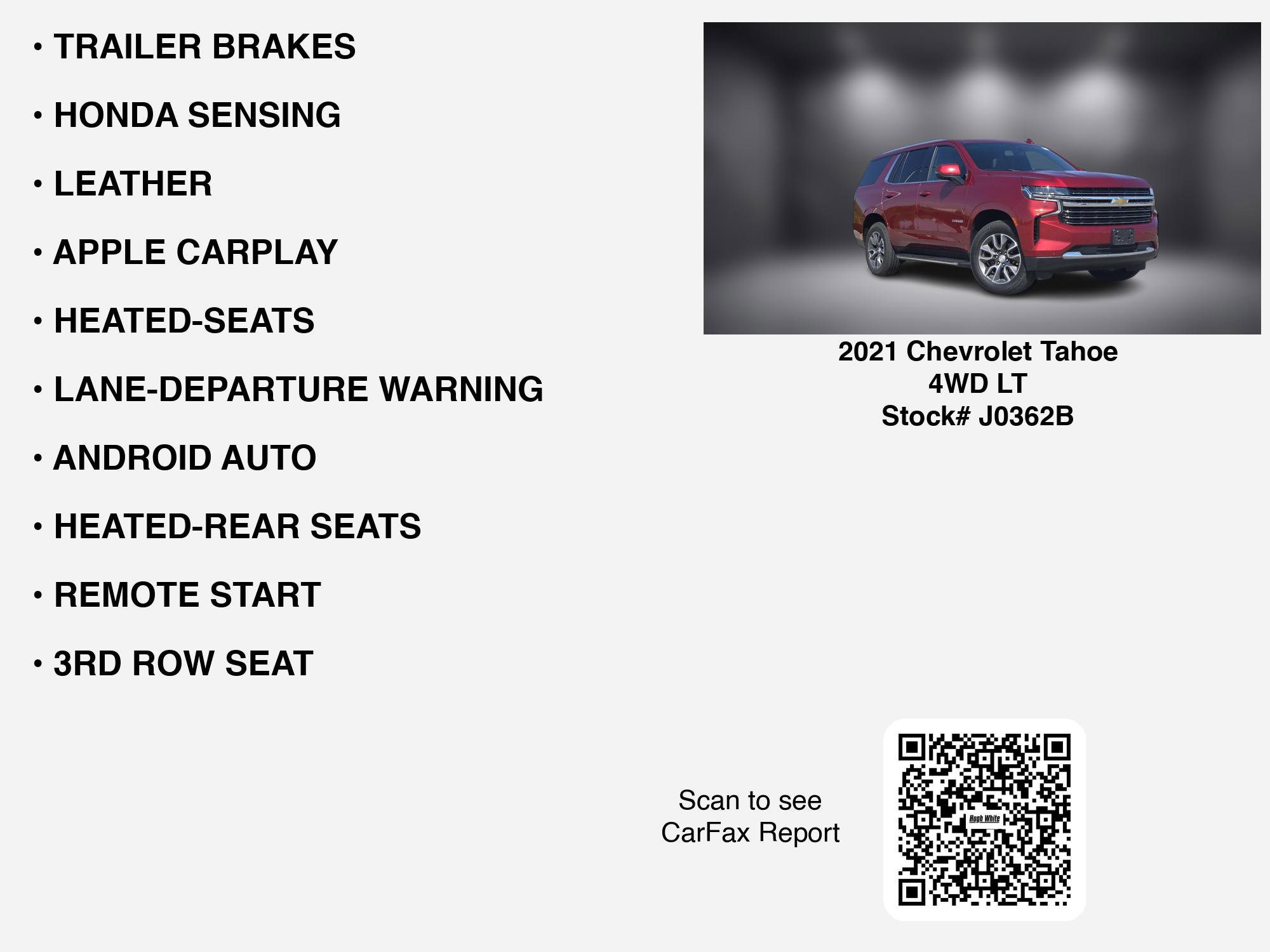 Used 2021 Chevrolet Tahoe LT w/ LT Signature Package AWD/4WD image 7