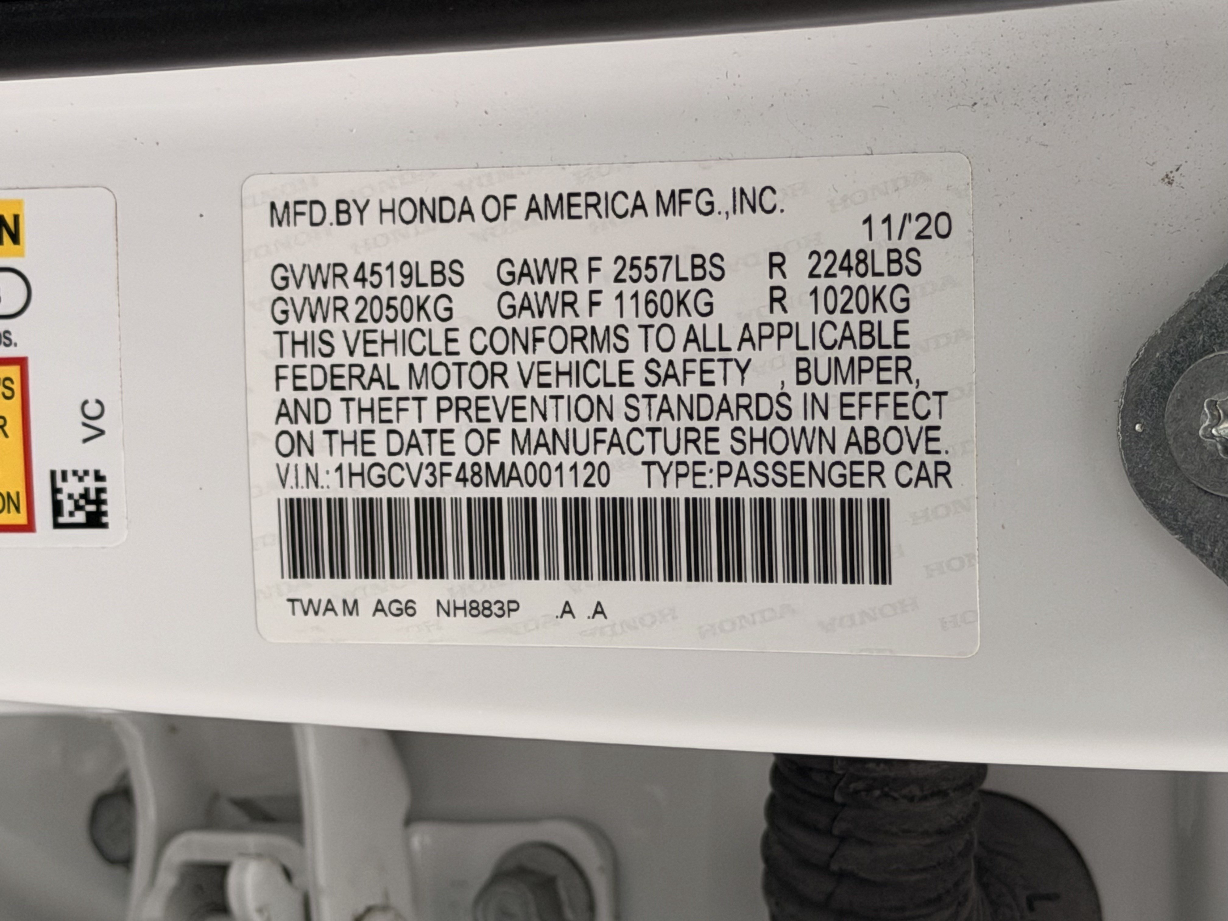 Certified 2021 Honda Accord EX image 29