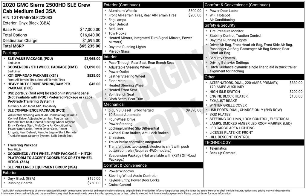 Used 2020 GMC Sierra 2500 SLE w/ SLE Value Package; image 33