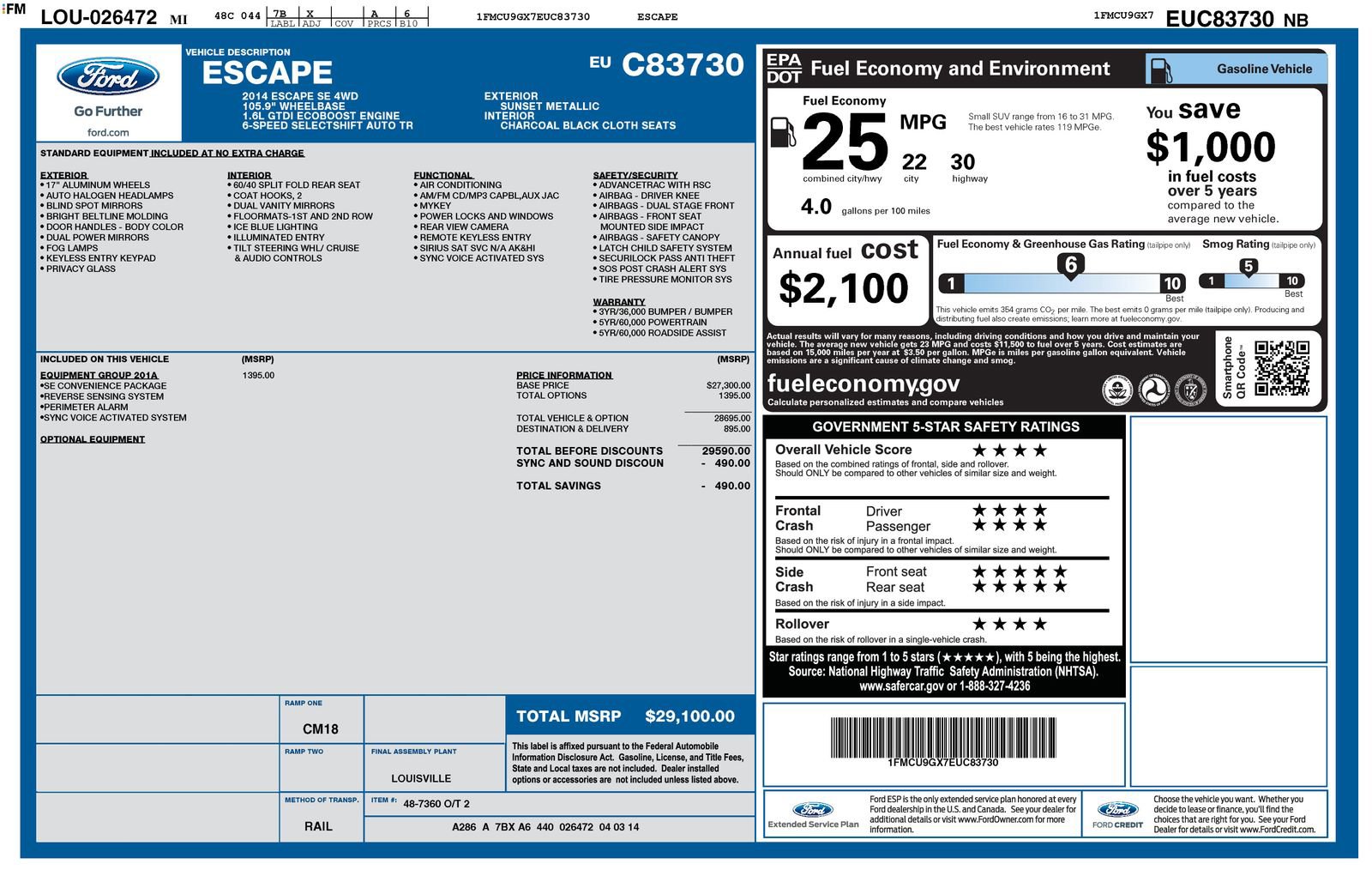 Used 2014 Ford Escape SE w/ Equipment Group 201A AWD/4WD image 8