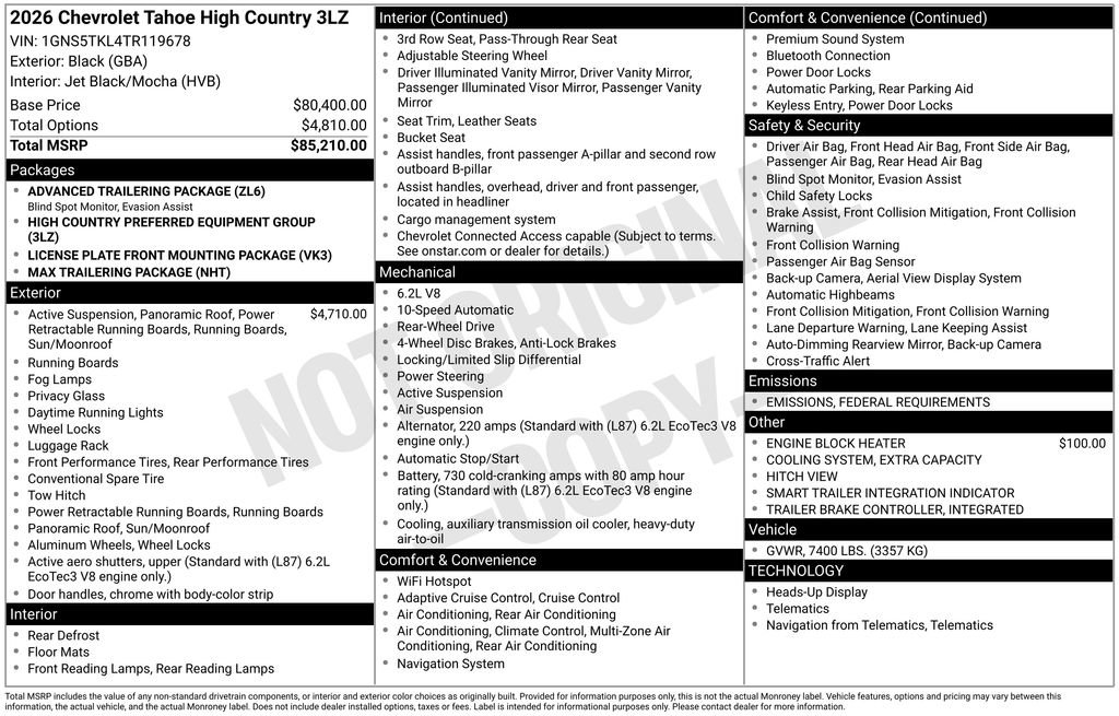 New 2026 Chevrolet Tahoe High Country image 64