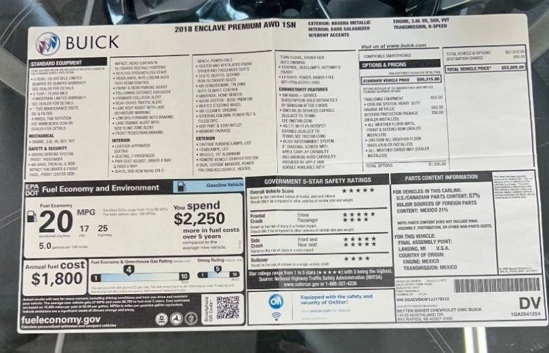 Used 2018 Buick Enclave Premium w/ Trailering Package AWD/4WD image 6