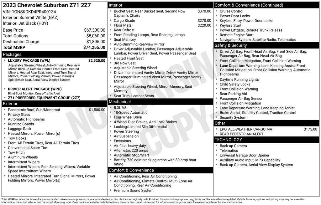 Used 2023 Chevrolet Suburban Z71 w/ Luxury Package image 3