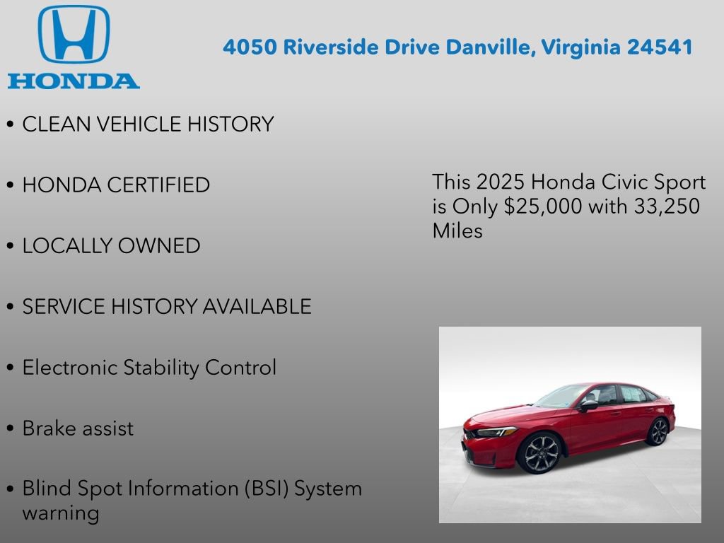 Certified 2025 Honda Civic Sport image 7