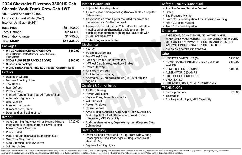 New 2024 Chevrolet Silverado 3500 W/T w/ WT Convenience Package image 2