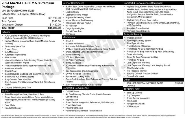 Used 2024 MAZDA CX-30 AWD 2.5 S w/ Premium Package image 5