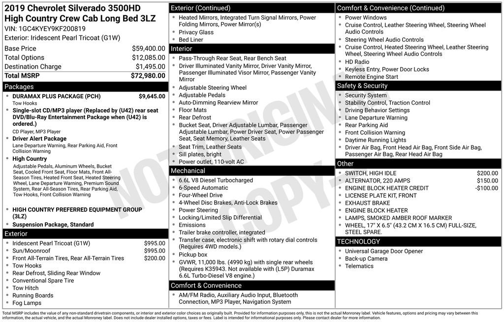 Used 2019 Chevrolet Silverado 3500 High Country w/ Duramax Plus Package image 3
