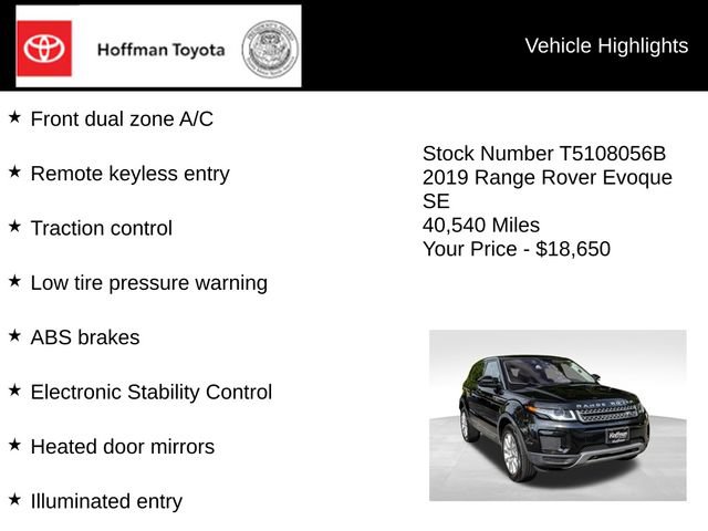 Used 2019 Land Rover Range Rover Evoque SE AWD/4WD image 5
