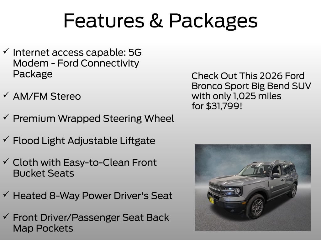 Used 2026 Ford Bronco Sport Big Bend w/ Convenience Package AWD/4WD image 8