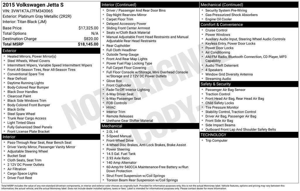 Used 2015 Volkswagen Jetta S image 3