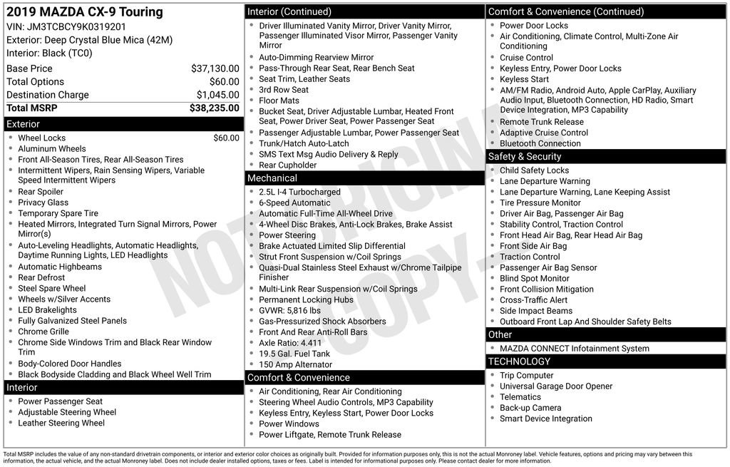 Used 2019 MAZDA CX-9 Touring image 40