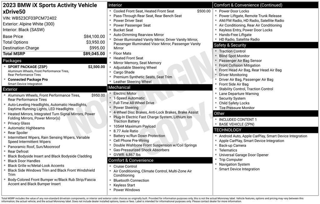 Used 2023 BMW iX xDrive50 w/ Sport Package image 39