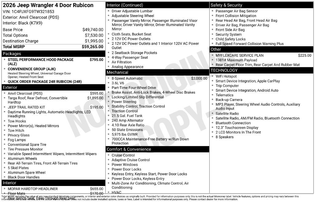 New 2026 Jeep Wrangler Unlimited Rubicon AWD/4WD image 7