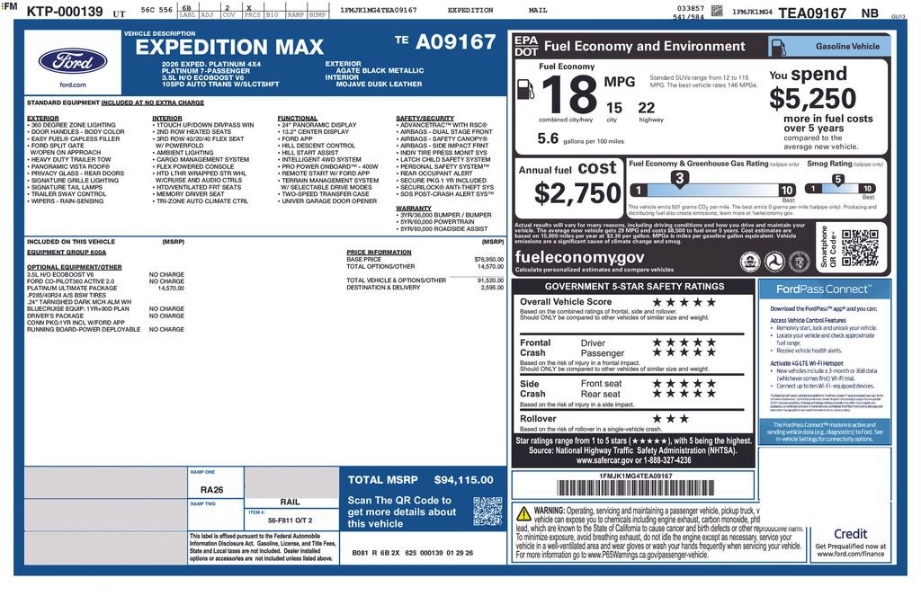 Certified 2026 Ford Expedition Max Platinum w/ Platinum Ultimate Package AWD/4WD image 52