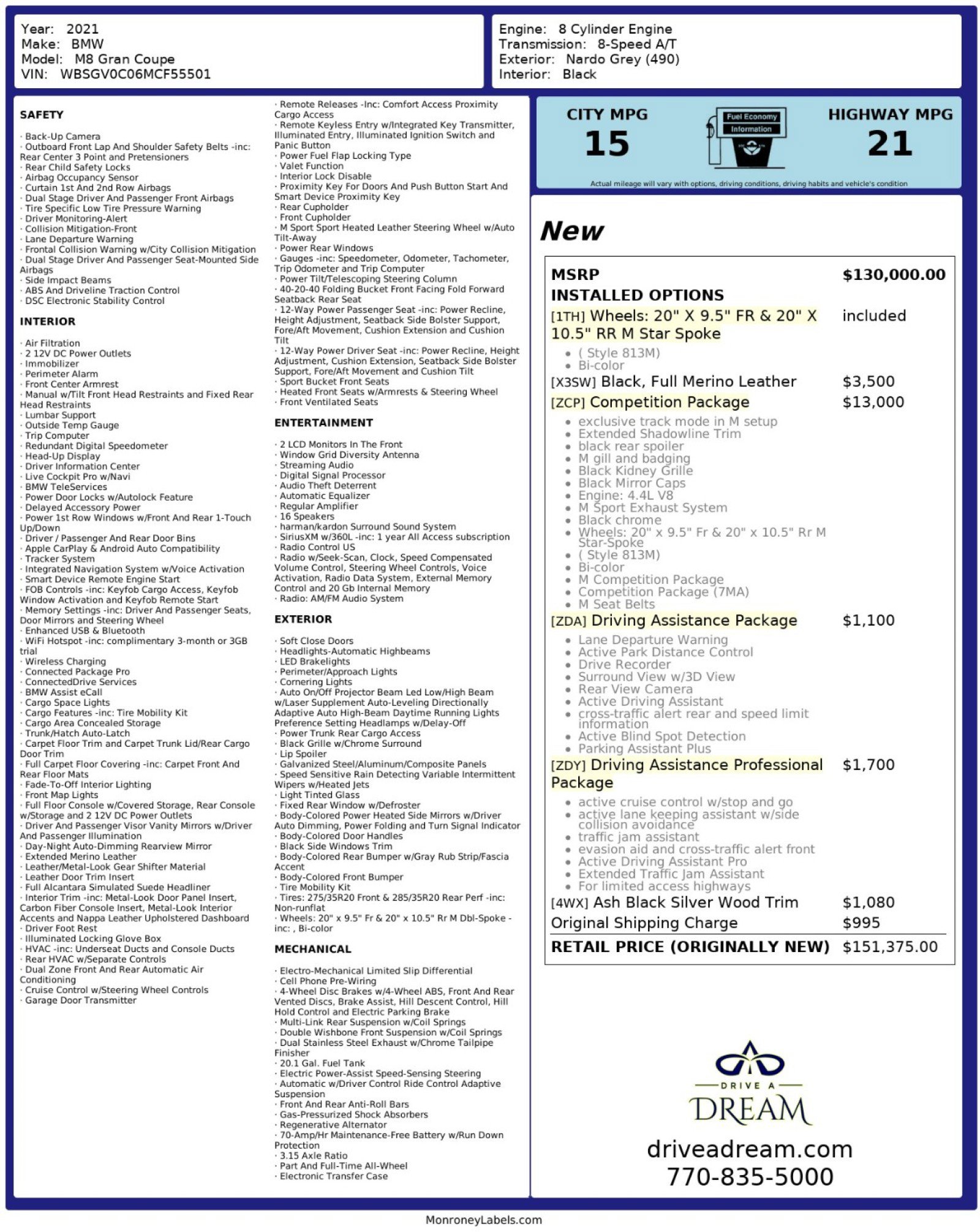 Used 2021 BMW M8 Gran Coupe xDrive w/ Competition Package image 66