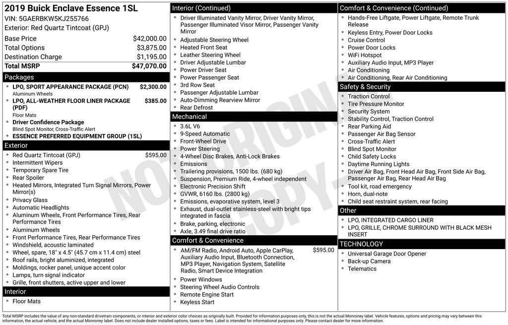 Used 2019 Buick Enclave Essence w/ LPO, Sport Appearance Package image 7