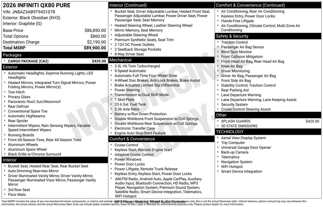 Certified 2026 INFINITI QX80 Pure w/ Cargo Package image 34