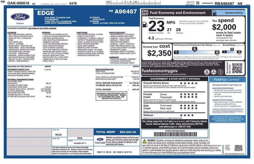 Certified 2024 Ford Edge Titanium w/ Equipment Group 301A AWD/4WD image 28