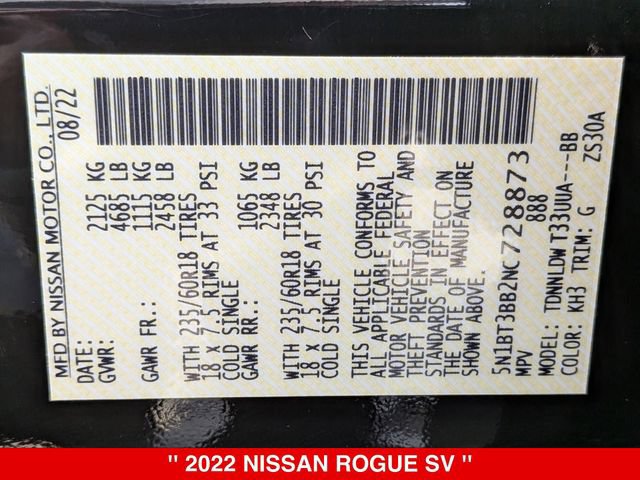 Certified 2022 Nissan Rogue SV AWD/4WD image 43